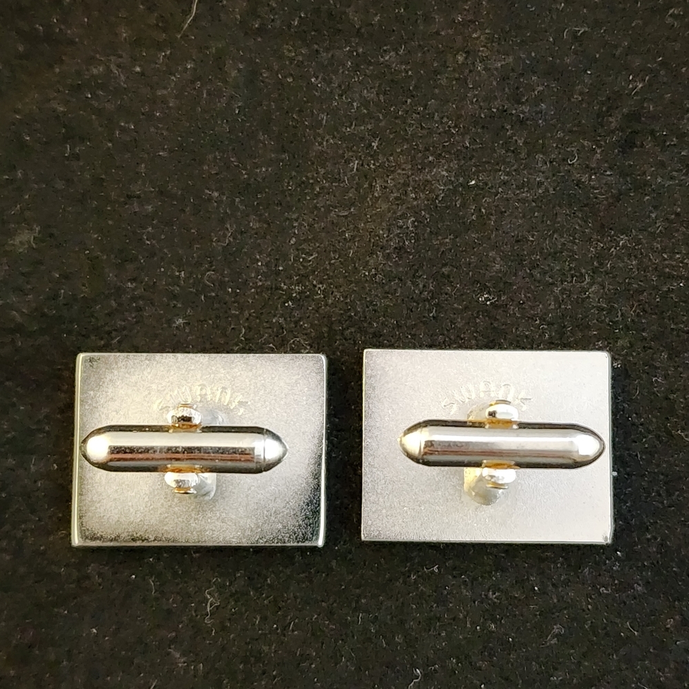Swank Rectangular Silver Tone Cufflinks - image 2